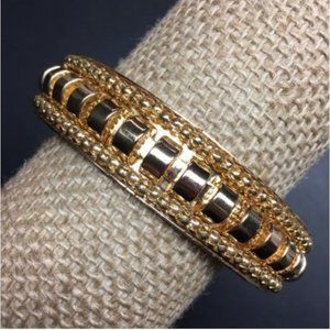 Exotic Bangle Bracelet Detailed Shiny Gold Retro BoHo Vintage Bling Glam